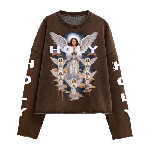 Holy Unisex Washed Cropped Sweatshirt